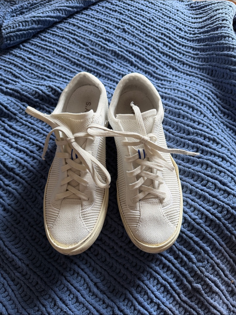 Rothy's White Knit Lace-Up Sneakers (washable in machine)